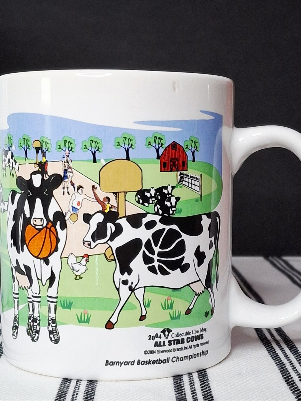 Vintage Farmhouse All Star Cows Cup Mug Barnyard Basketball World Cup Soccer